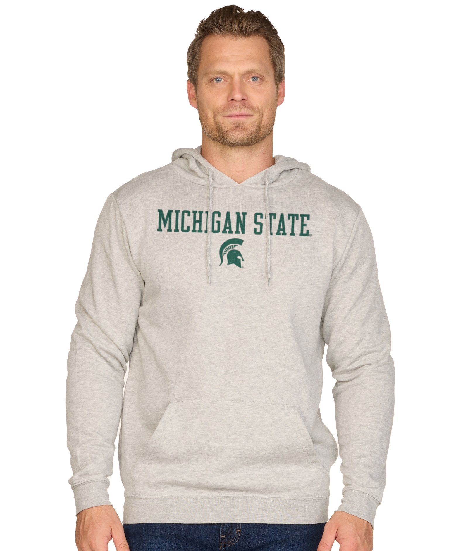 Men's Heather Grey Michigan State Spartans Stacked Campus Hoodie