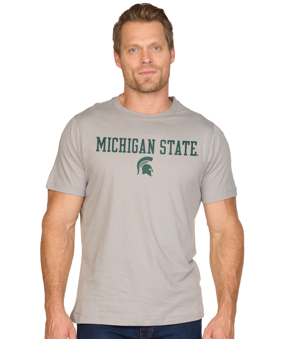 Men's Grey Michigan State Spartans Stacked Field Short Sleeve Tee