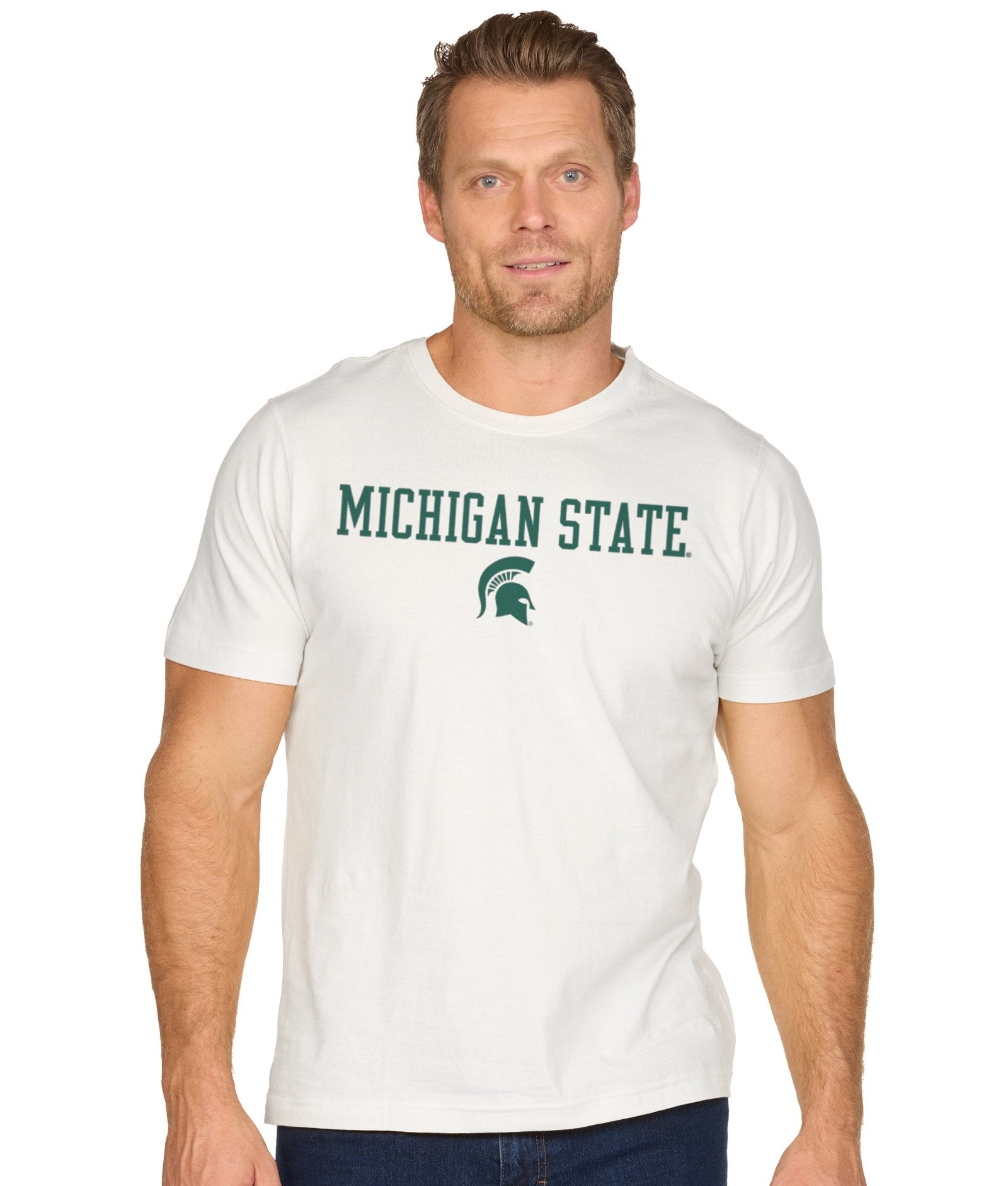 Men's White Michigan State Spartans Stacked Field Short Sleeve Tee