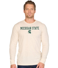 Men's Oatmeal Michigan State Spartans Stacked Playbook Long Sleeve Tee