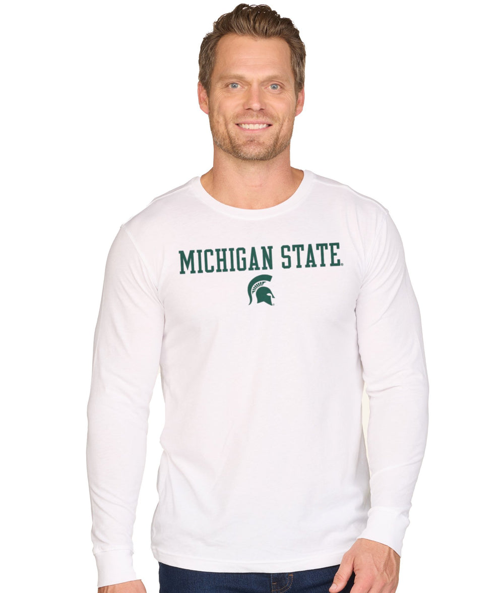 Men's White Michigan State Spartans Stacked Playbook Long Sleeve Tee