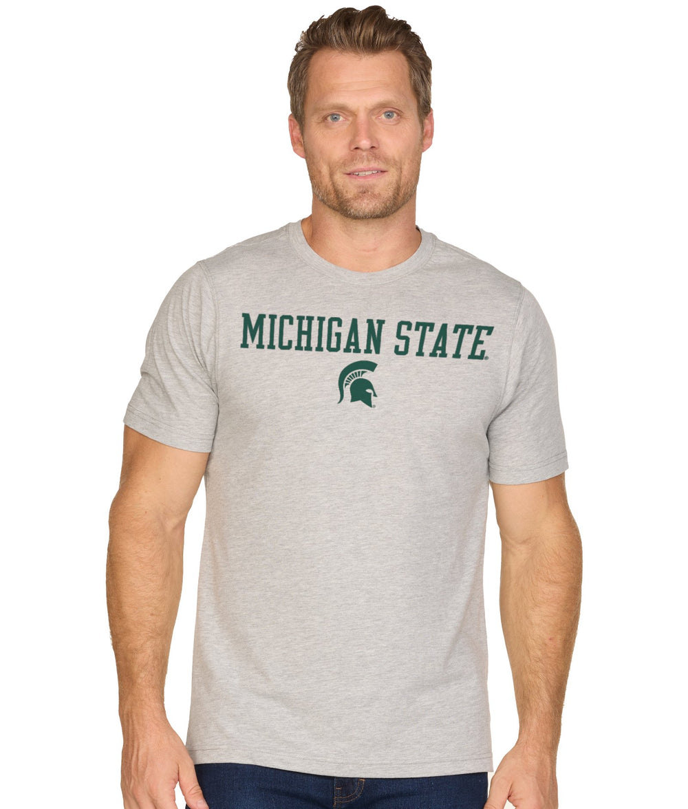 Men's Heather Grey Michigan State Spartans Stacked Playbook Short Sleeve Tee