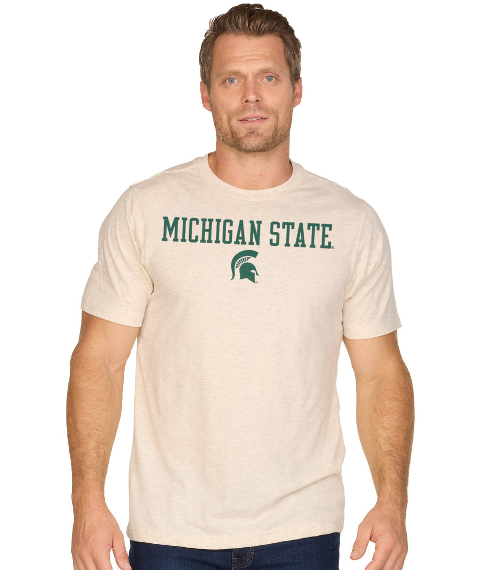 Men's Oatmeal Michigan State Spartans Stacked Playbook Short Sleeve Tee