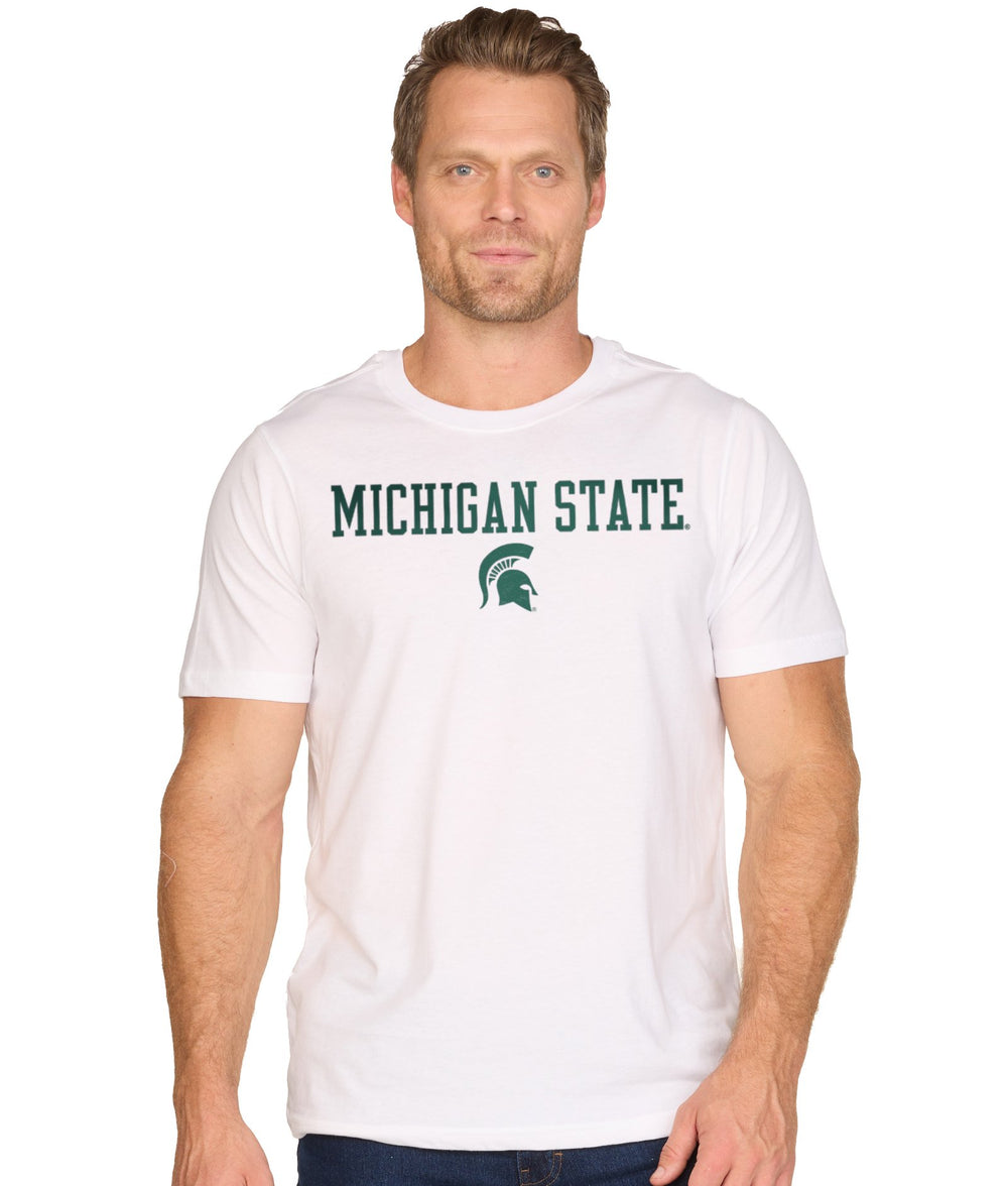 Men's White Michigan State Spartans Stacked Playbook Short Sleeve Tee