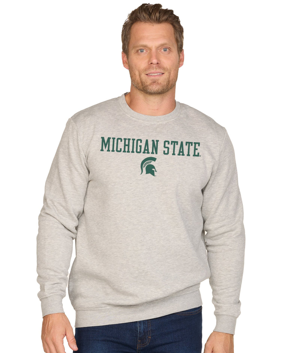 Men's Heather Grey Michigan State Spartans Stacked Stadium Crewneck