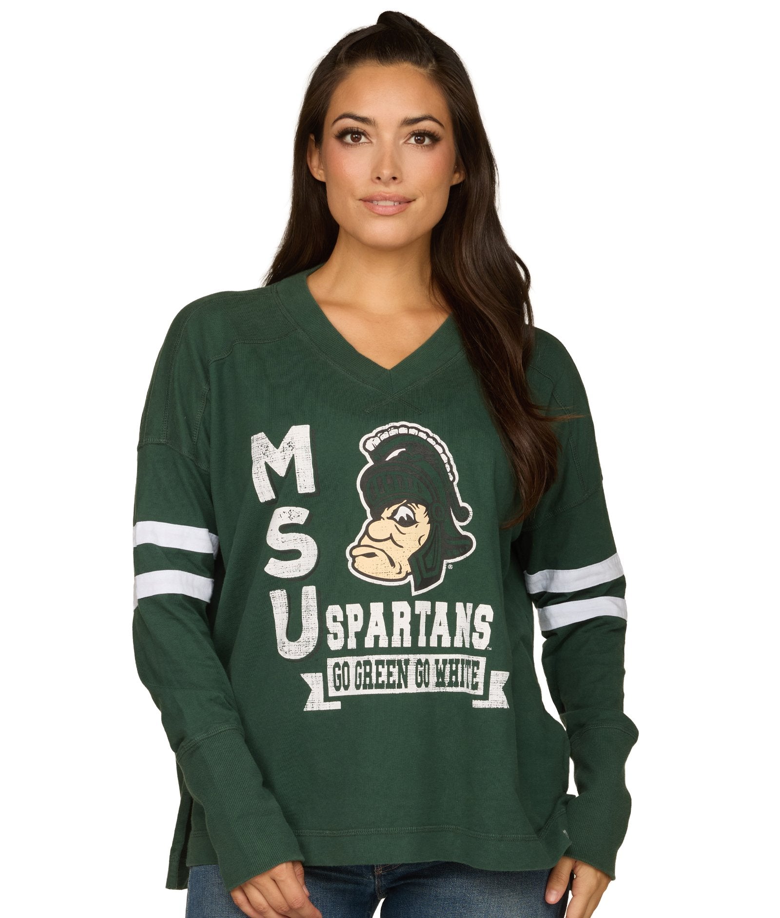 Women's Michigan State Spartans Violet Oversized Long Sleeve Knit Top