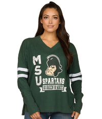 Women's Michigan State Spartans Violet Oversized Long Sleeve Knit Top