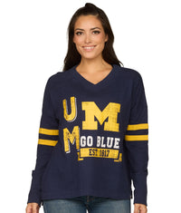 Women's Michigan Wolverines Violet Oversized Long Sleeve Knit Top