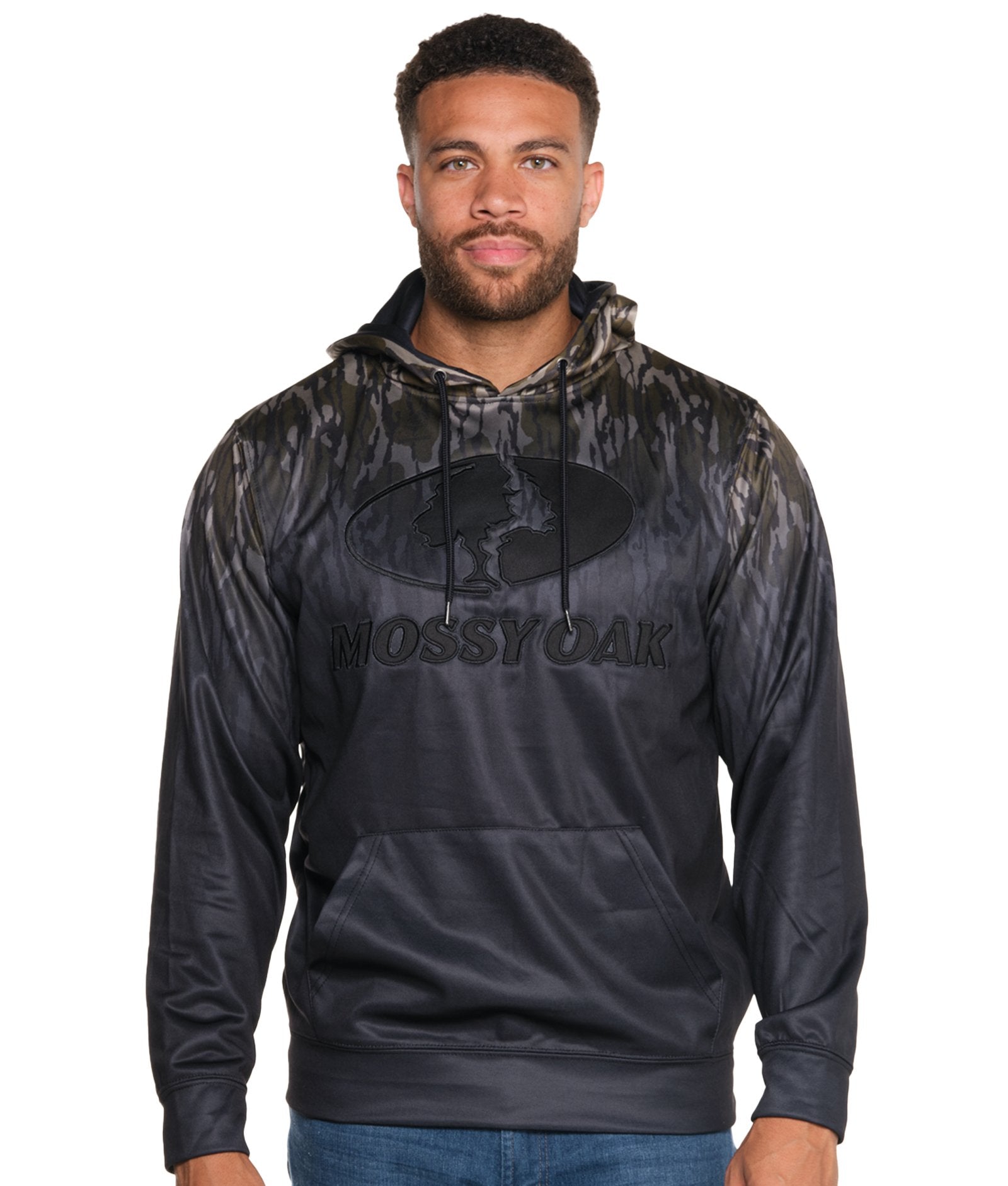 Men's Mossy Oak Black Clip Performance Hoodie
