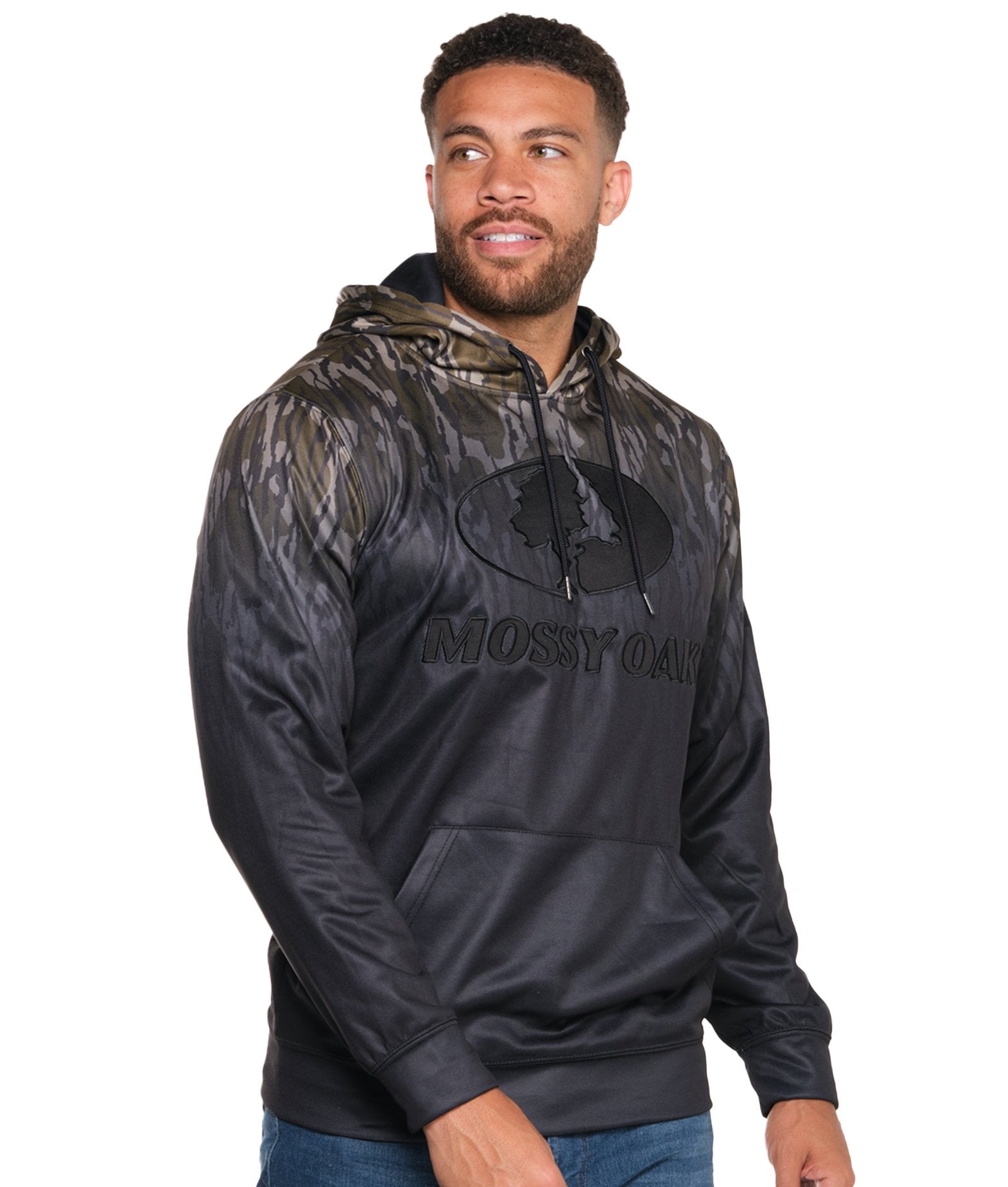 Men's Mossy Oak Black Clip Performance Hoodie