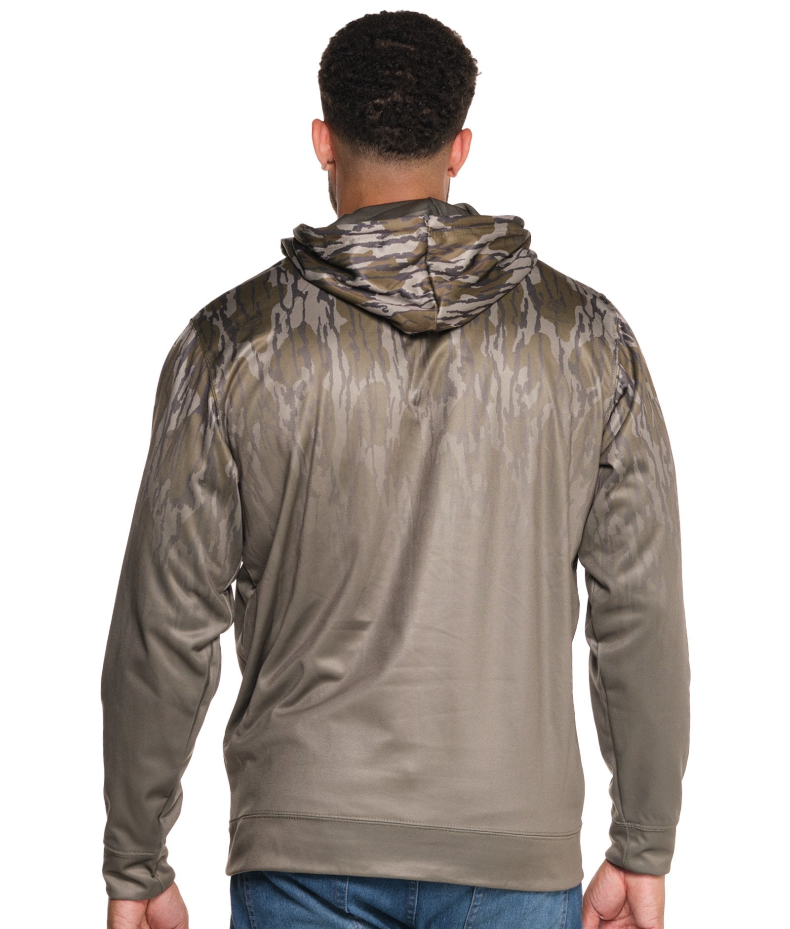 Men's Mossy Oak Olive Khaki Clip Performance Hoodie