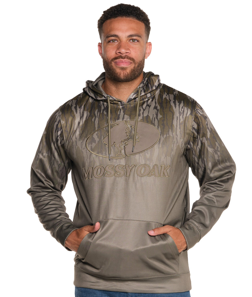 Men's Mossy Oak Olive Khaki Clip Performance Hoodie