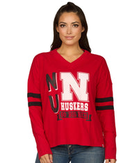 Women's Nebraska Cornhuskers Violet Oversized Long Sleeve Knit Top