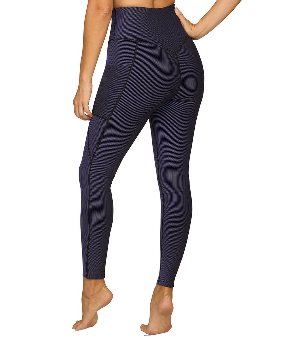 Women's Black Nola Two Tone Rib 7/8 Legging