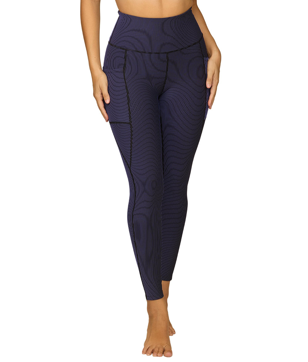 Women's Black Nola Two Tone Rib 7/8 Legging