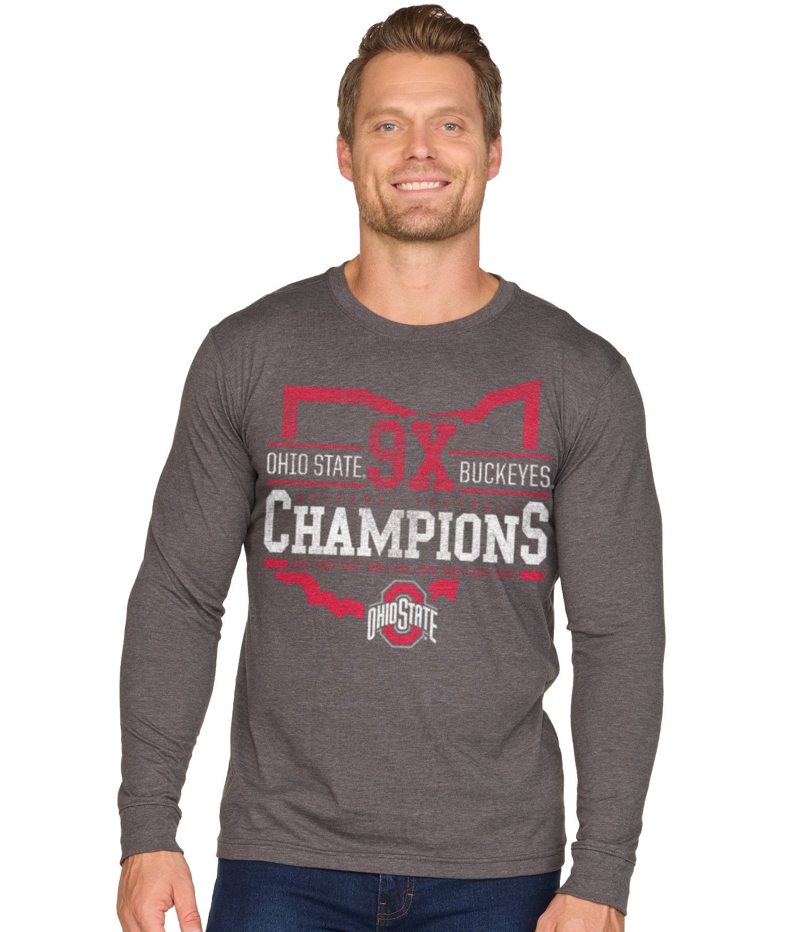 Men's Ohio State Buckeyes 9x Champions Playbook Long Sleeve Tee