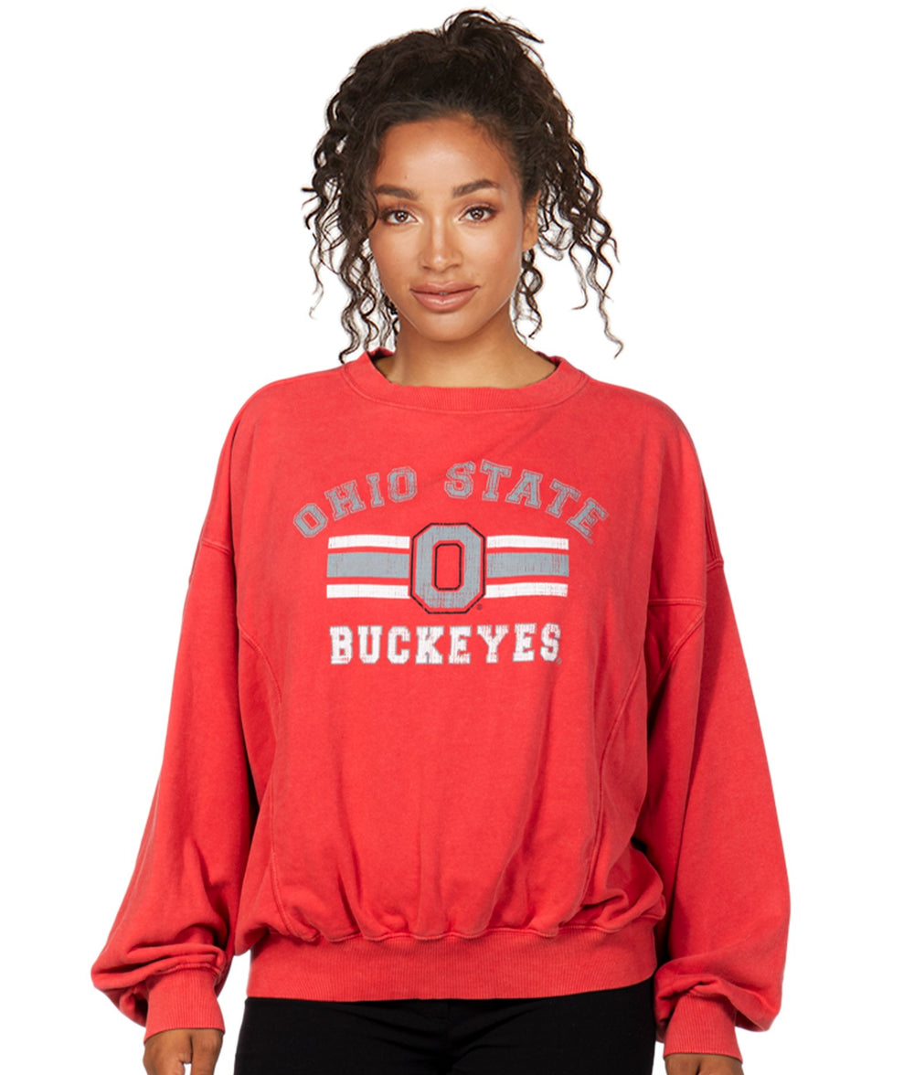 Women's Ohio State Buckeyes Audrey Crew Washed Fleece