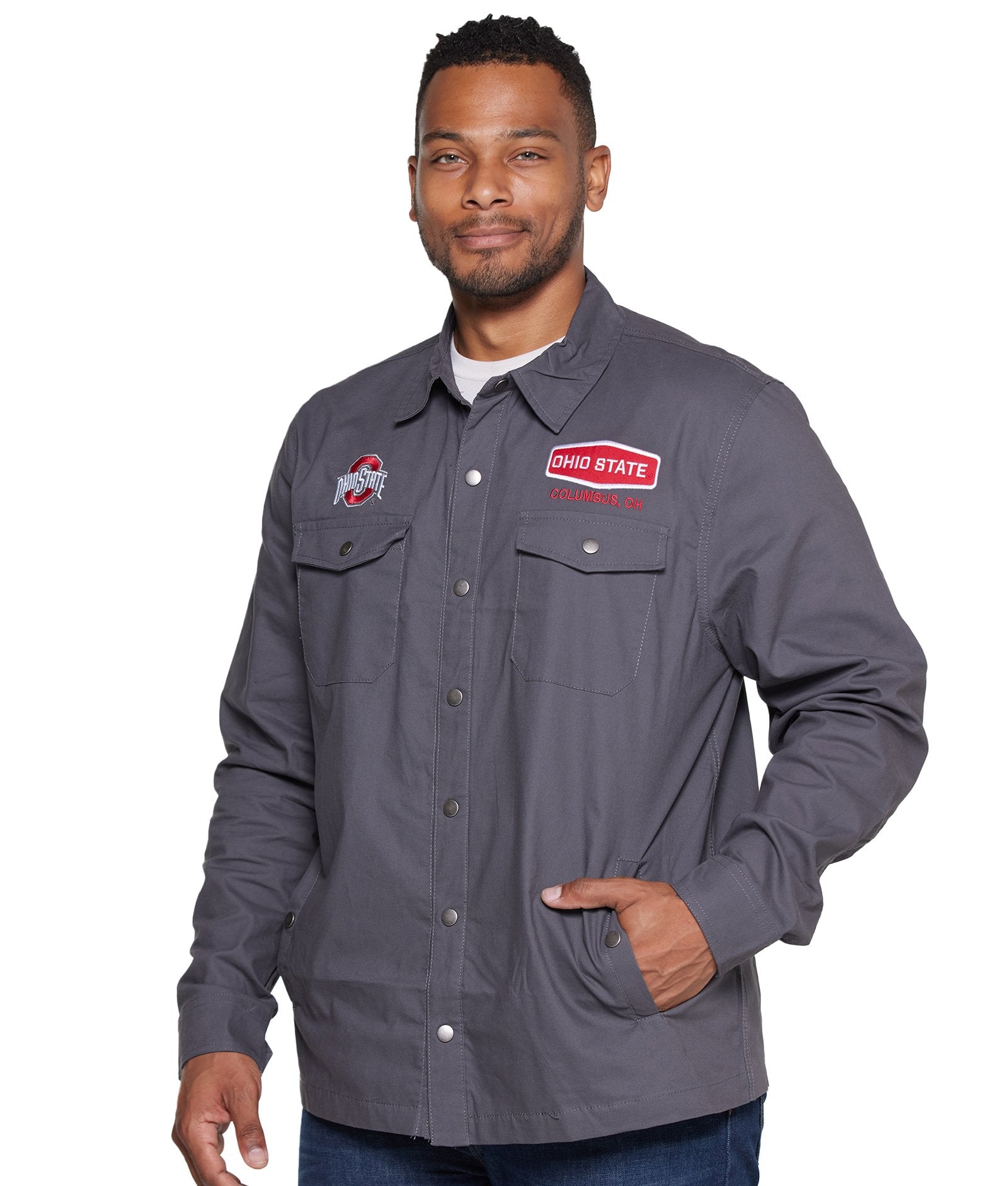 ohio state long sleeve dress shirt Ohio State Tailgater Pearl Snap Button Down Long Sleeve Shirt Red / xl-tall