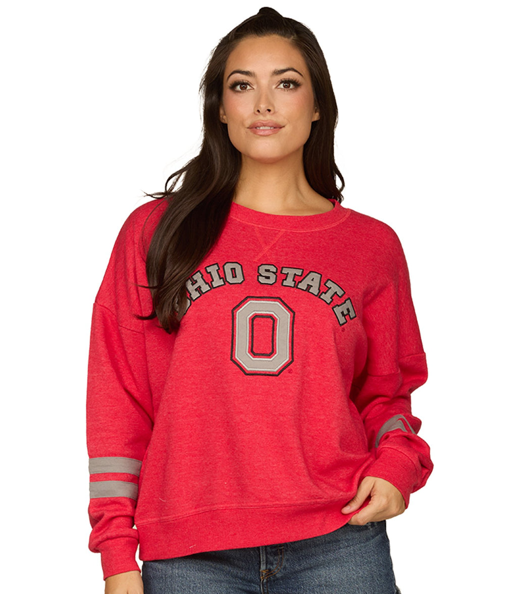 Women's Ohio State Buckeyes Splashy Crewneck Fleece