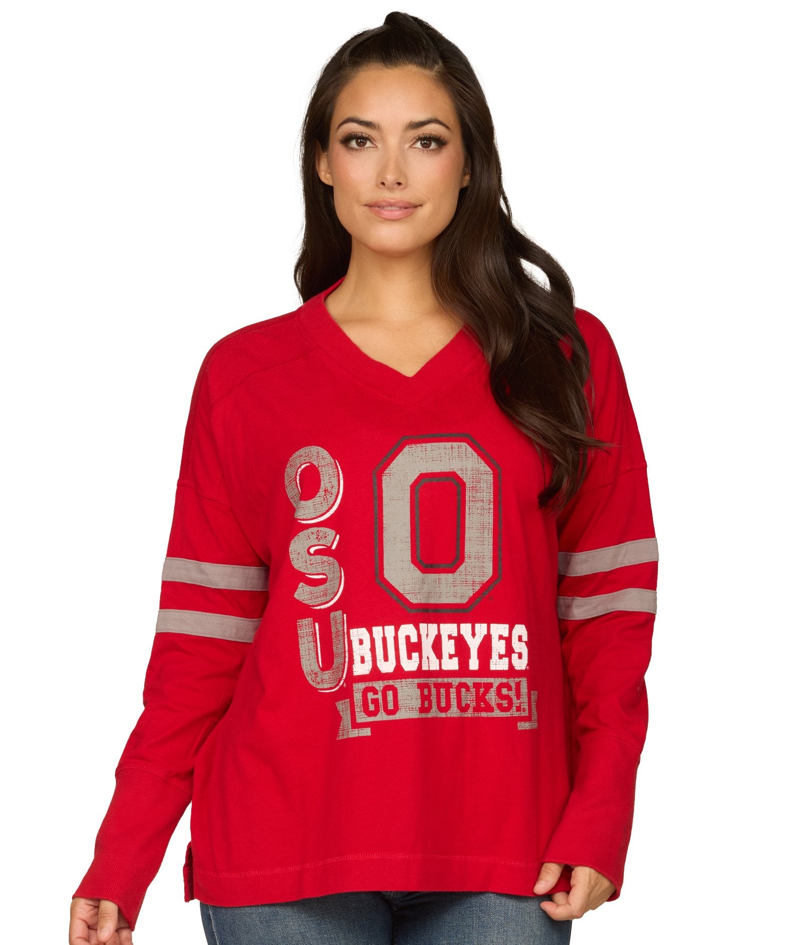 Women's Ohio State Buckeyes Violet Oversized Long Sleeve Knit Top