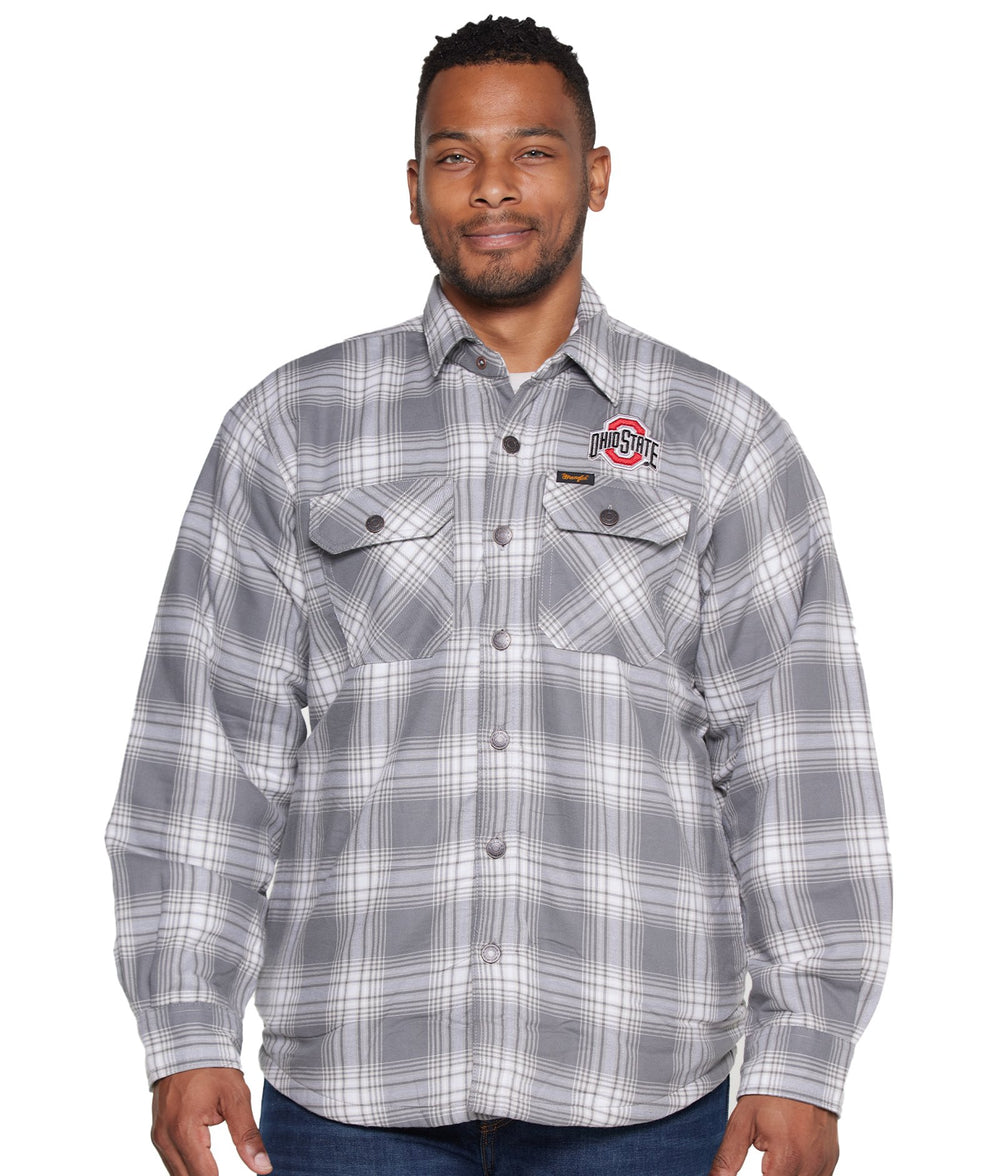 Men's Ohio State Buckeyes Wrangler Authentic Sherpa Lined Flannel Shirt Jacket