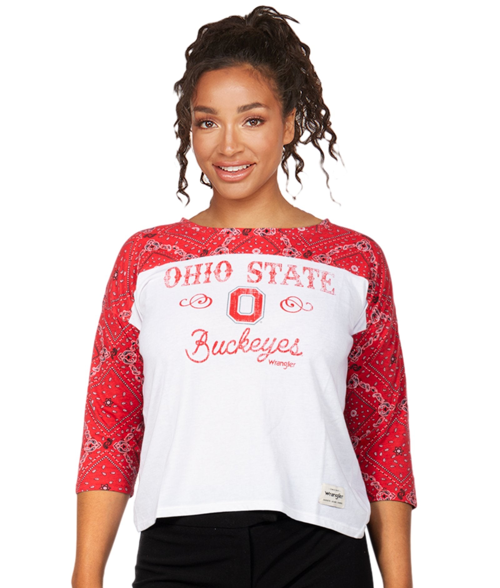 Women's Ohio State Buckeyes Wrangler Barrel Race 3/4 Sleeve Tee