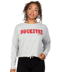 Women's Ohio State Buckeyes Wrangler Cropped Cinched Fleece Pullover