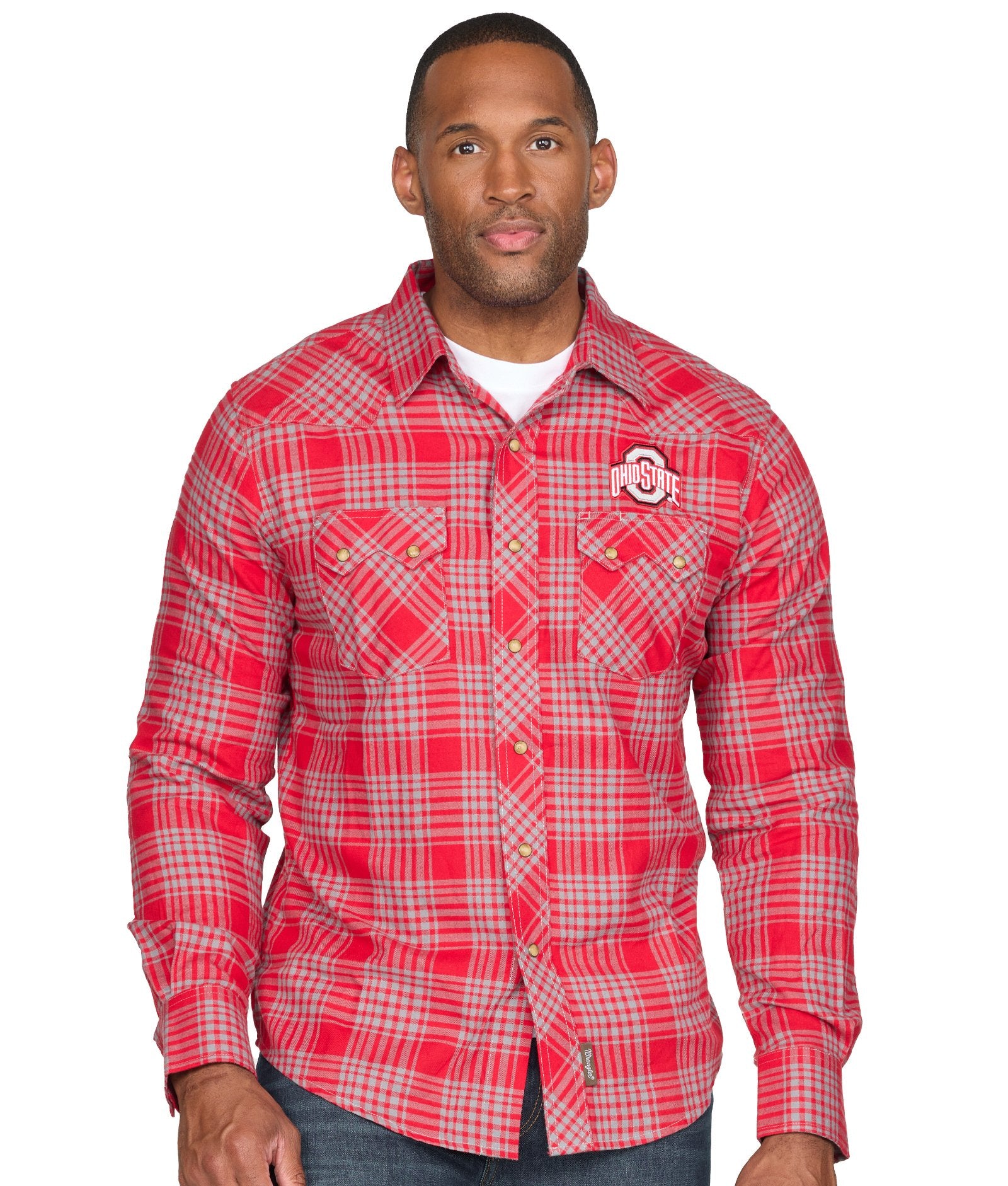 Men's Ohio State Buckeyes Wrangler Plaid Western Snap Up Shirt