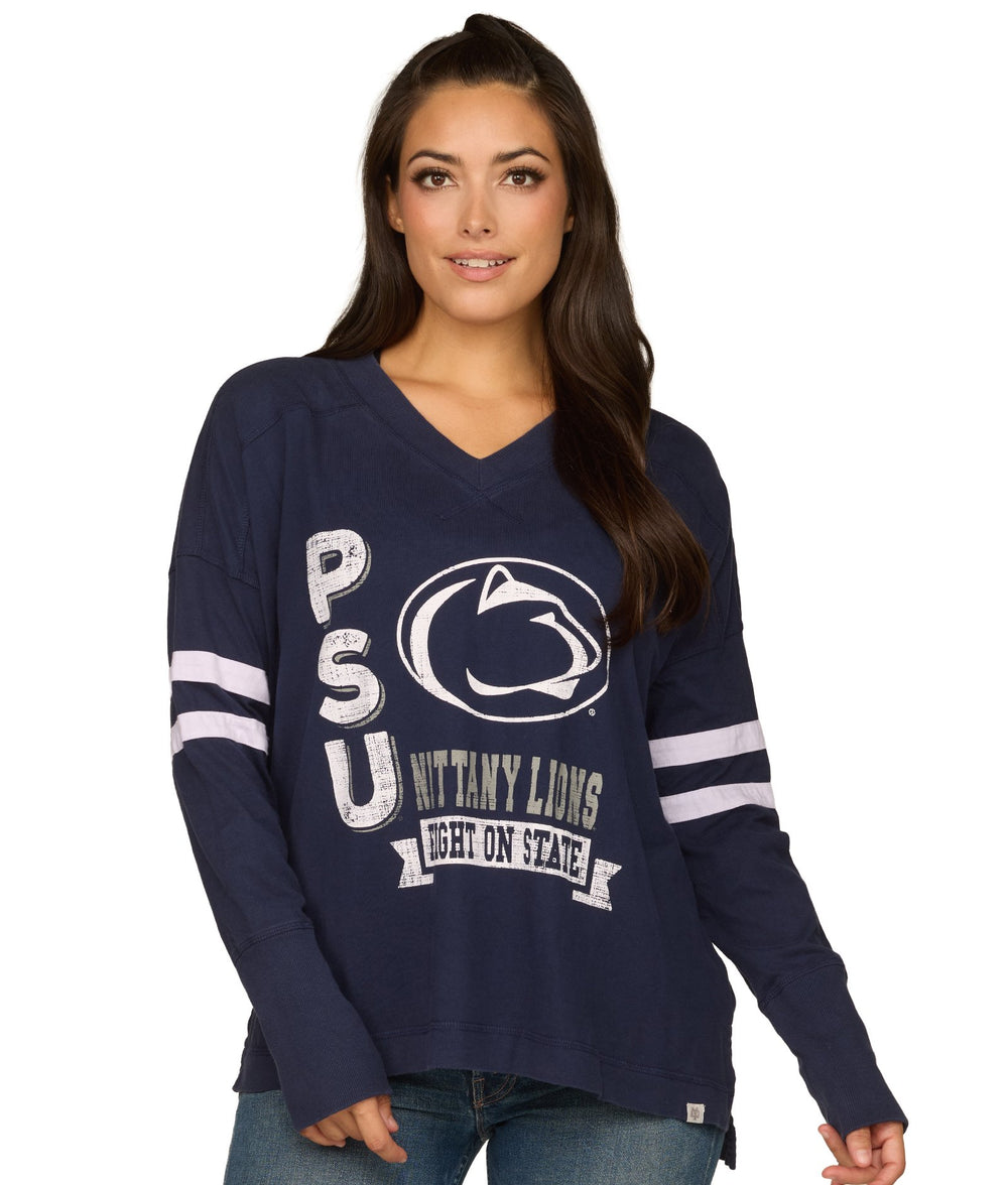 Women's Penn State Nittany Lions Violet Oversized Long Sleeve Knit Top