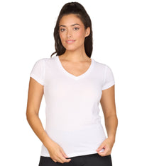 Women's White Playbook Short Sleeve V-Neck Tee