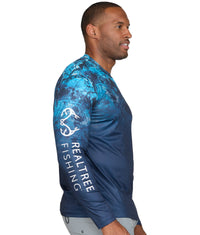 Men's Realtree Xtreme Dark Blue Cambria Performance Long Sleeve Tee