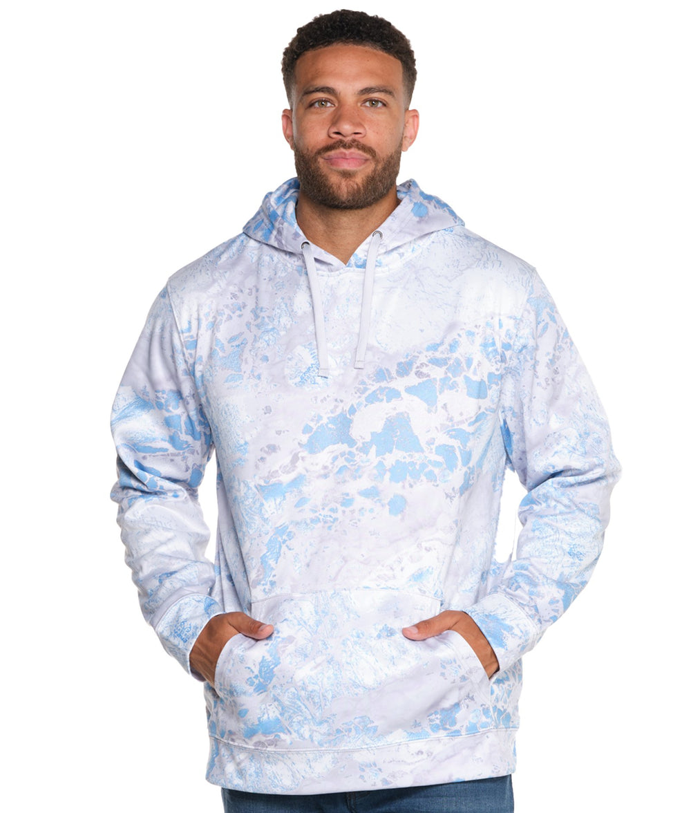 Men's Realtree Wav3 Blue Grey Essential Performance Fleece Hoodie