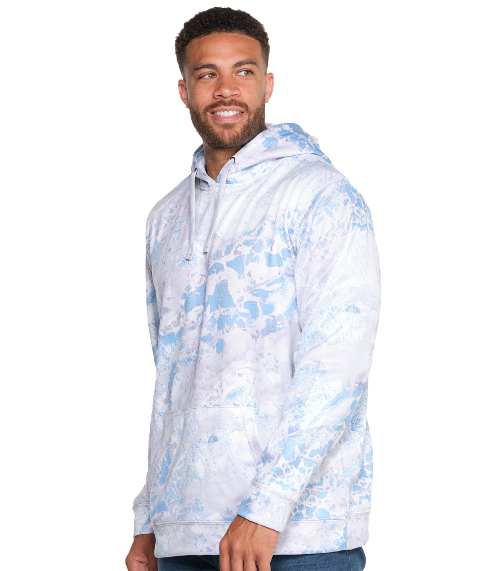 Men's Realtree Wav3 Blue Grey Essential Performance Fleece Hoodie