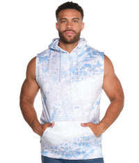 Men's Realtree Wav3 Blue Grey Essential Performance Fleece Sleeveless Hoodie