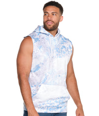 Men's Realtree Wav3 Blue Grey Essential Performance Fleece Sleeveless Hoodie