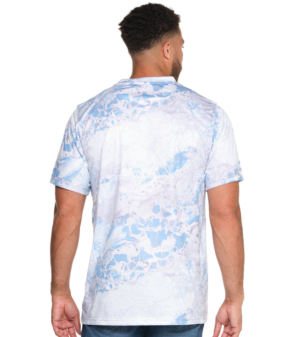 Men's Realtree Wav3 Blue Grey Essential Performance Short Sleeve Tee