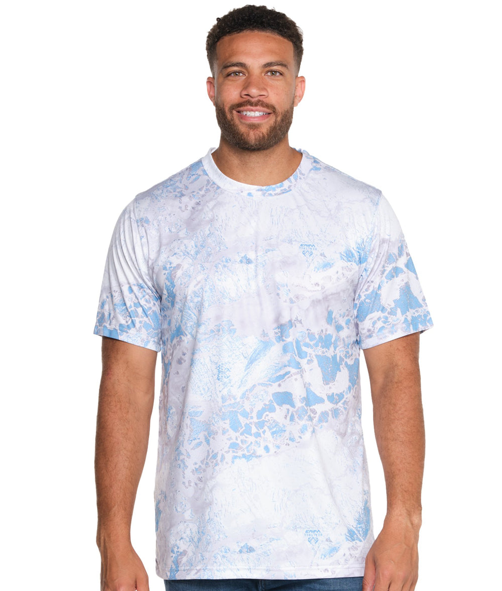 Men's Realtree Wav3 Blue Grey Essential Performance Short Sleeve Tee