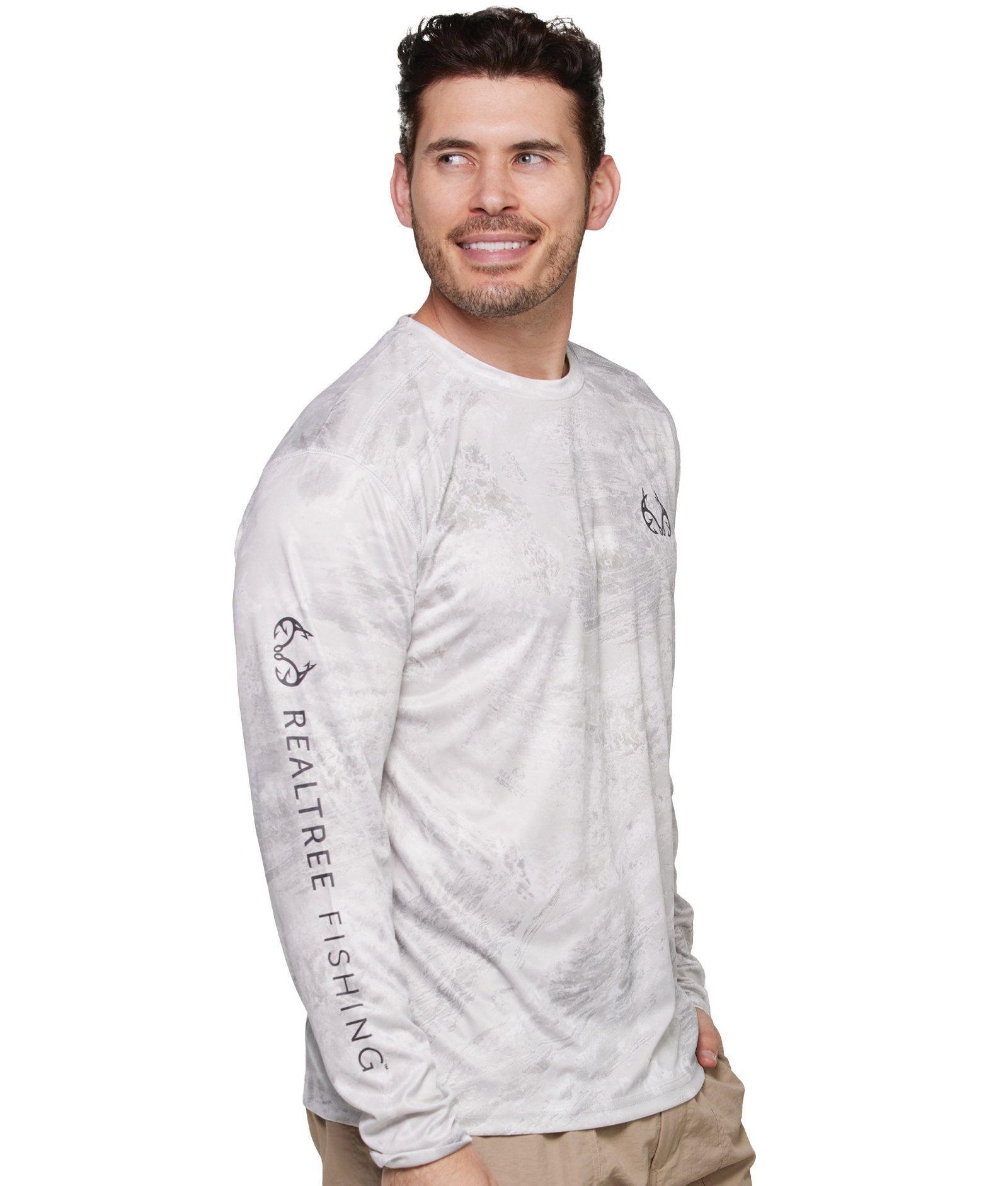 Realtree Mens Camo Performance Long Sleeve Top - White - Medium