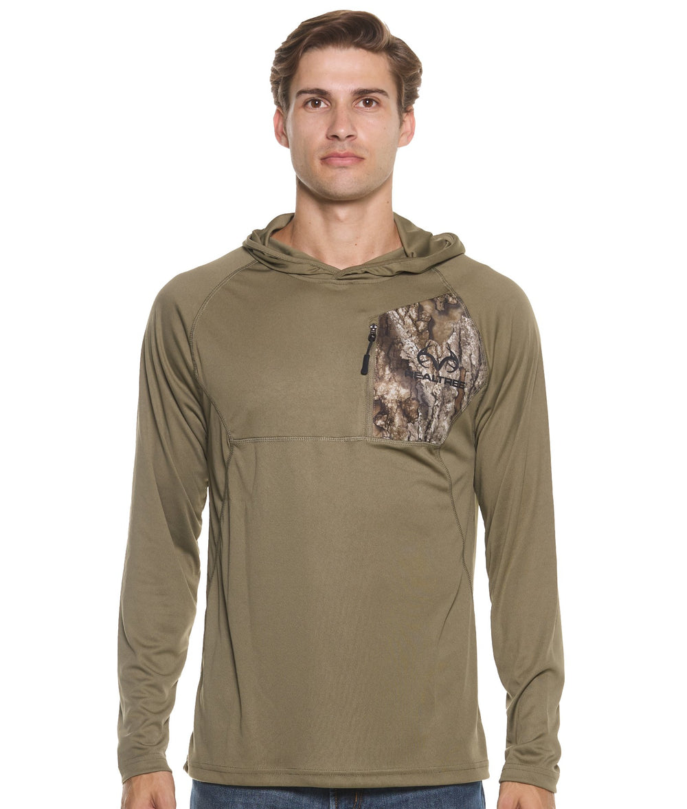 Men's Realtree Olive Khaki Lodge Performance Hooded Windshirt