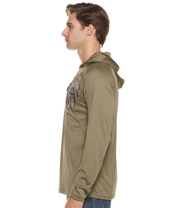 Men's Realtree Olive Khaki Lodge Performance Hooded Windshirt