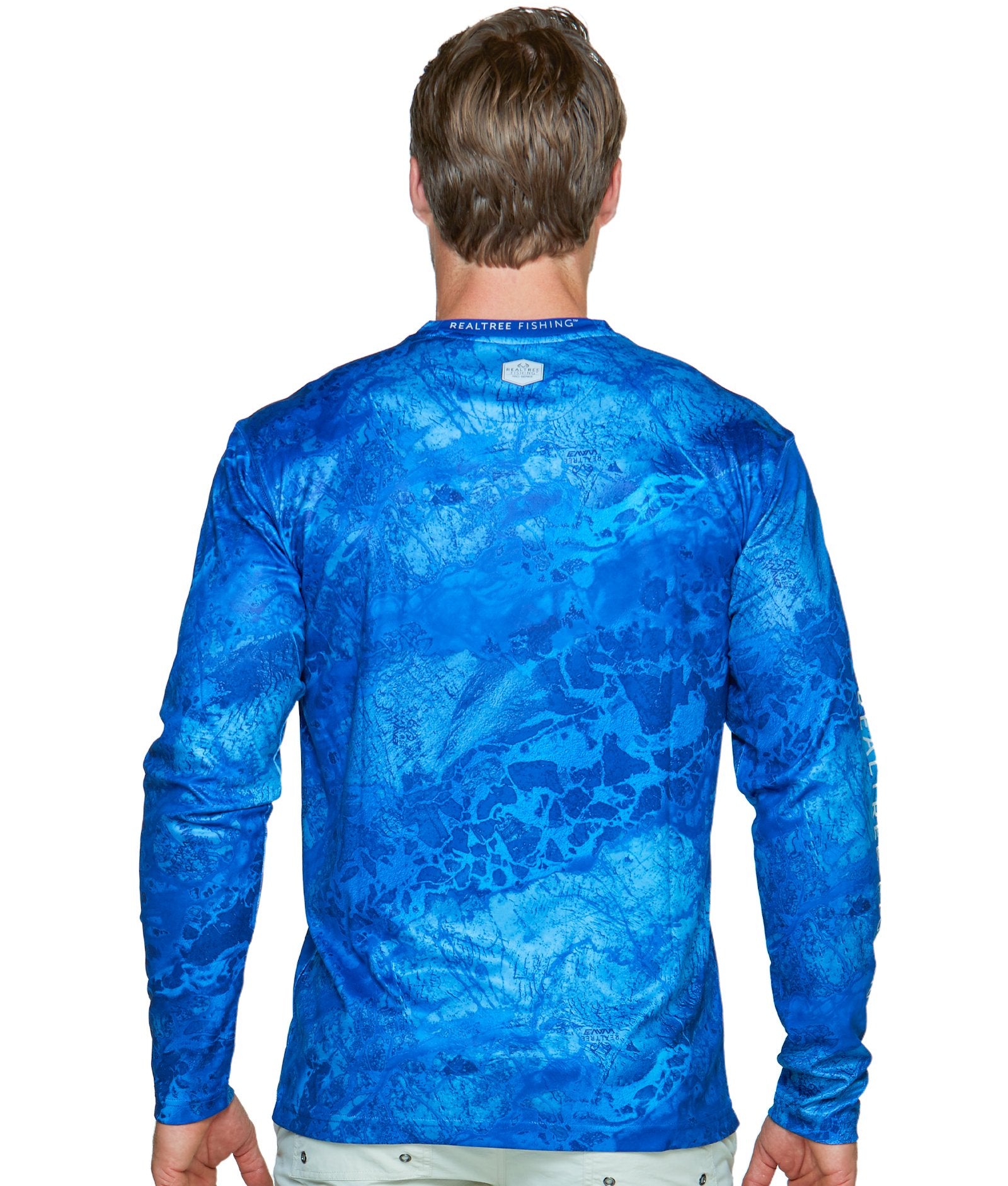 RealTree Men's Long Sleeve Performance Fishing Shirt Blue Wav3