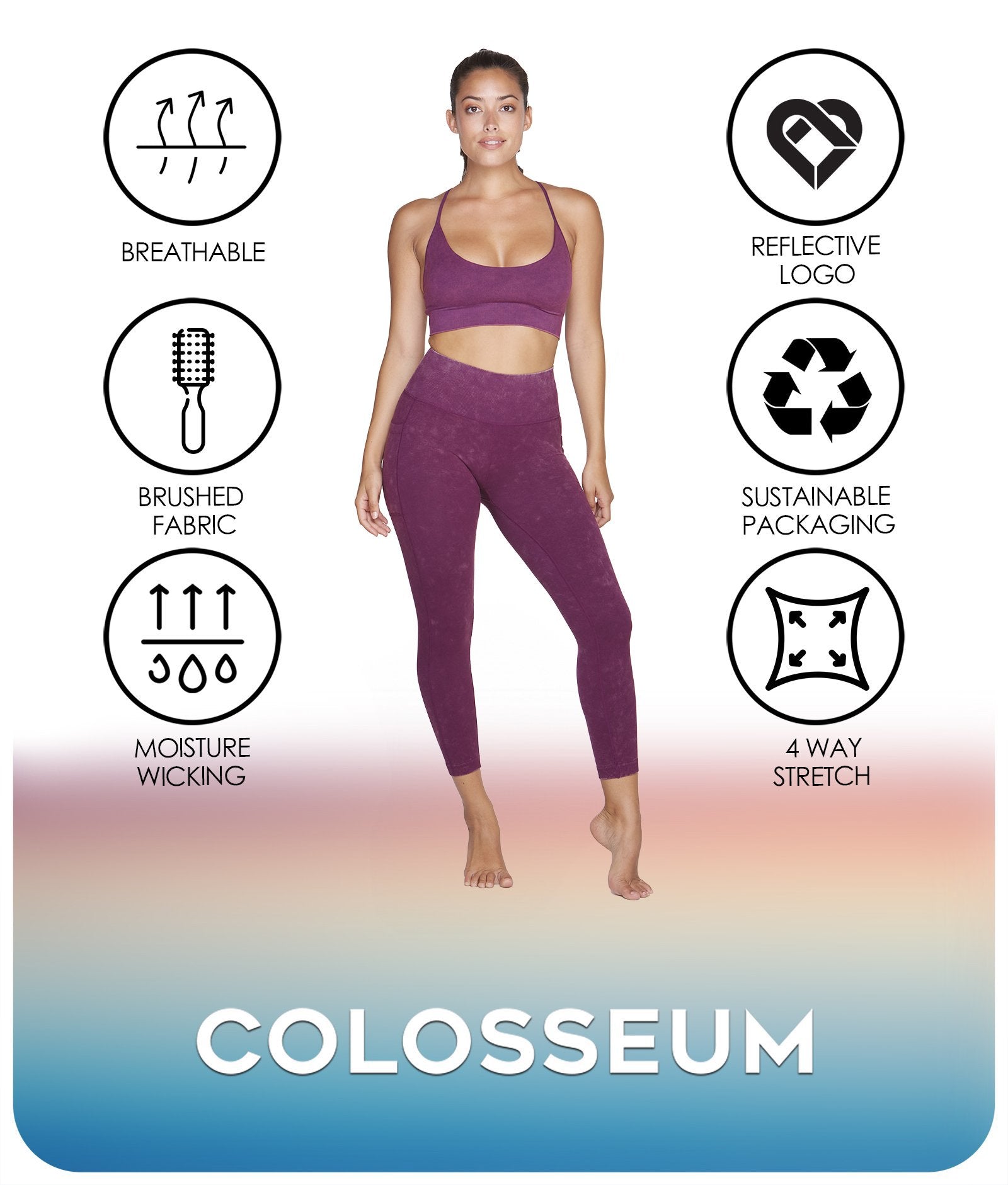 Women's Black Cherry Rowan Seamless Strappy Bra Features