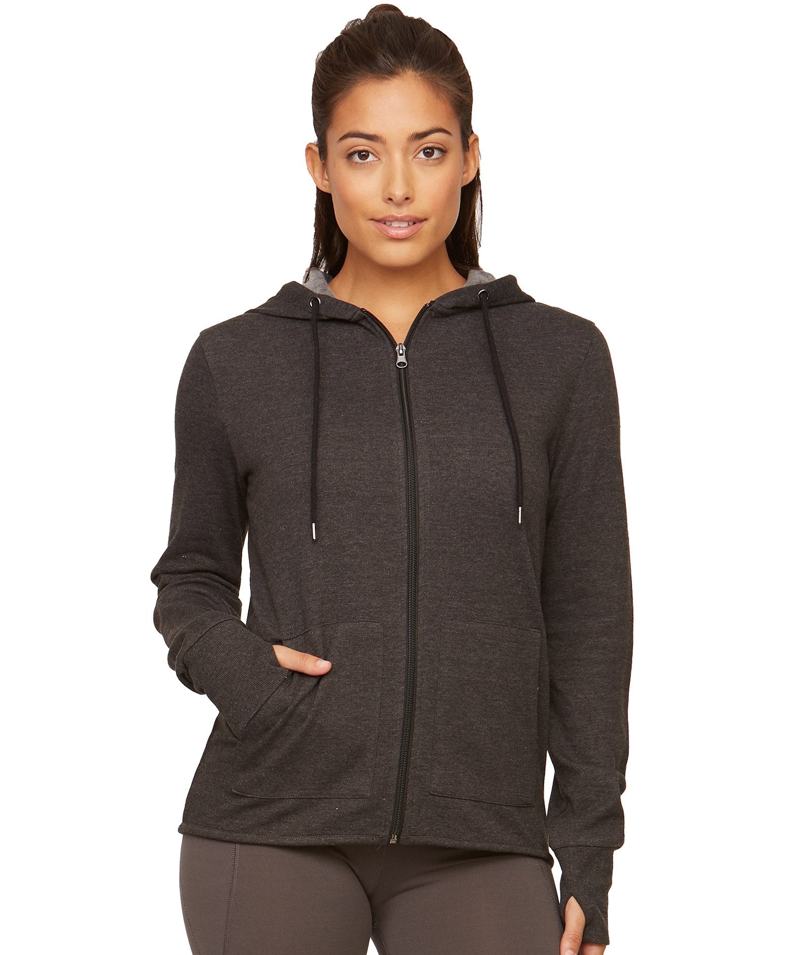 Women's Black Serenity Hooded Full Zip Jacket