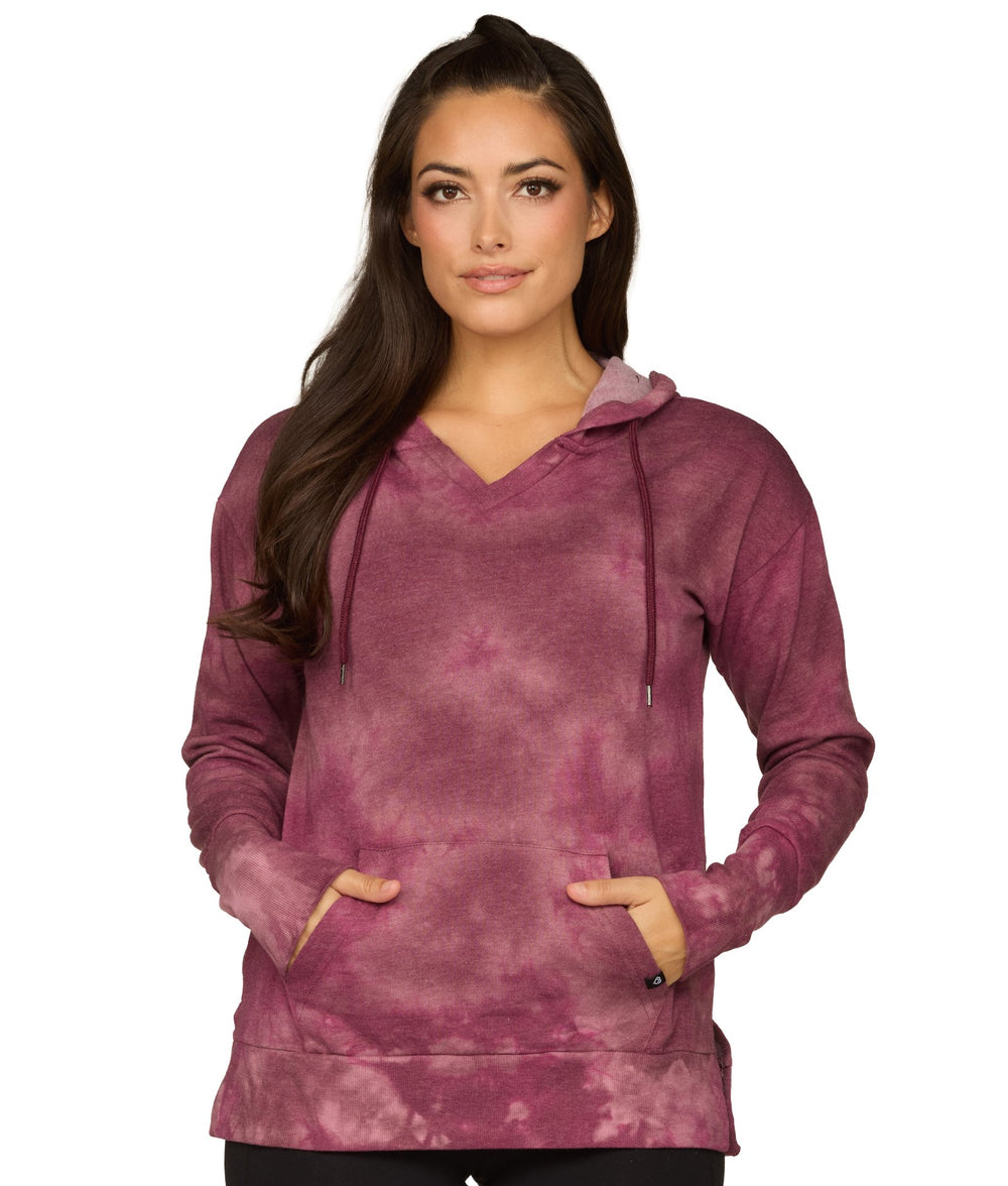 Women's Maroon Shavonee Tie Dye Hoodie