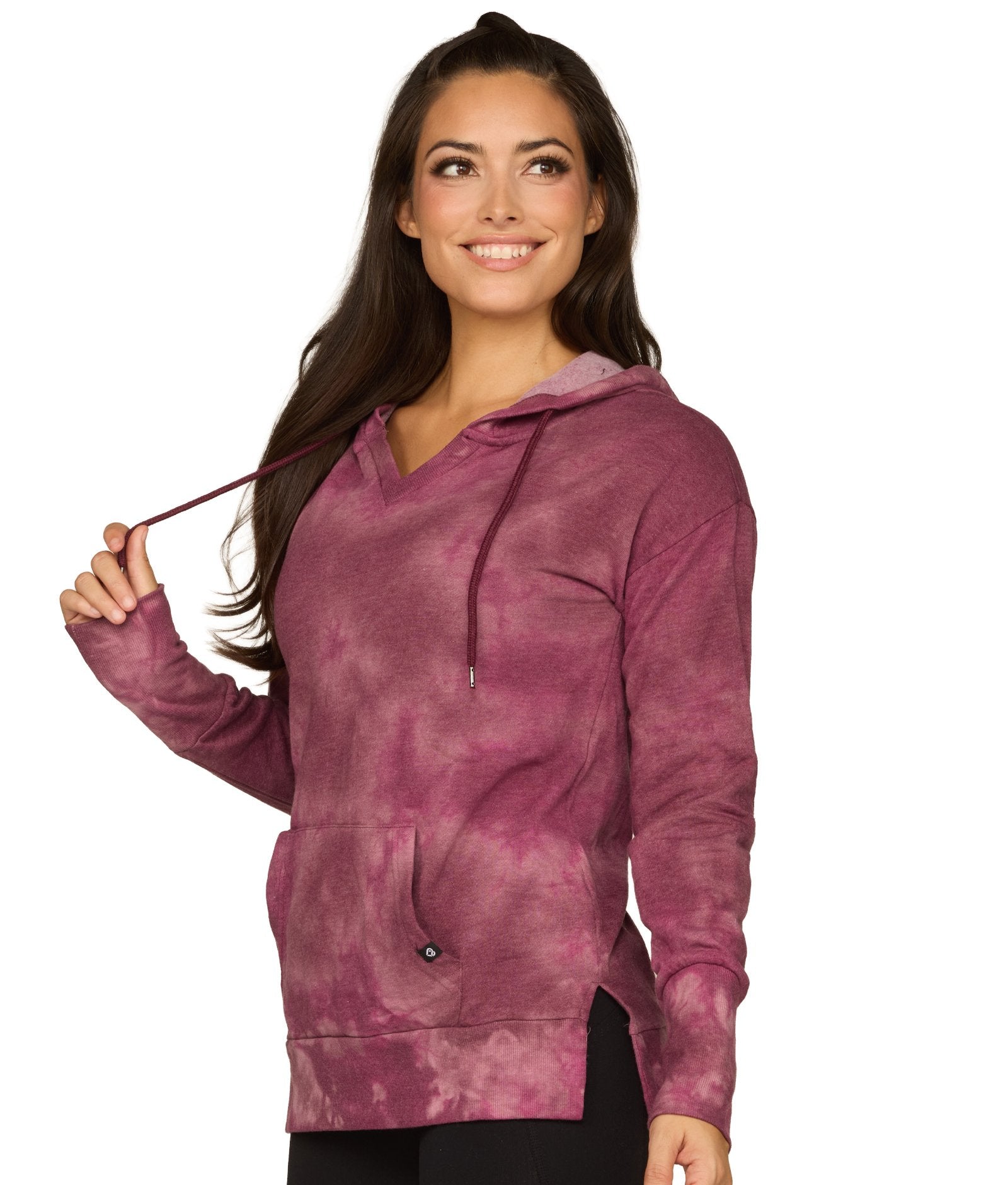 Women's Maroon Shavonee Tie Dye Hoodie