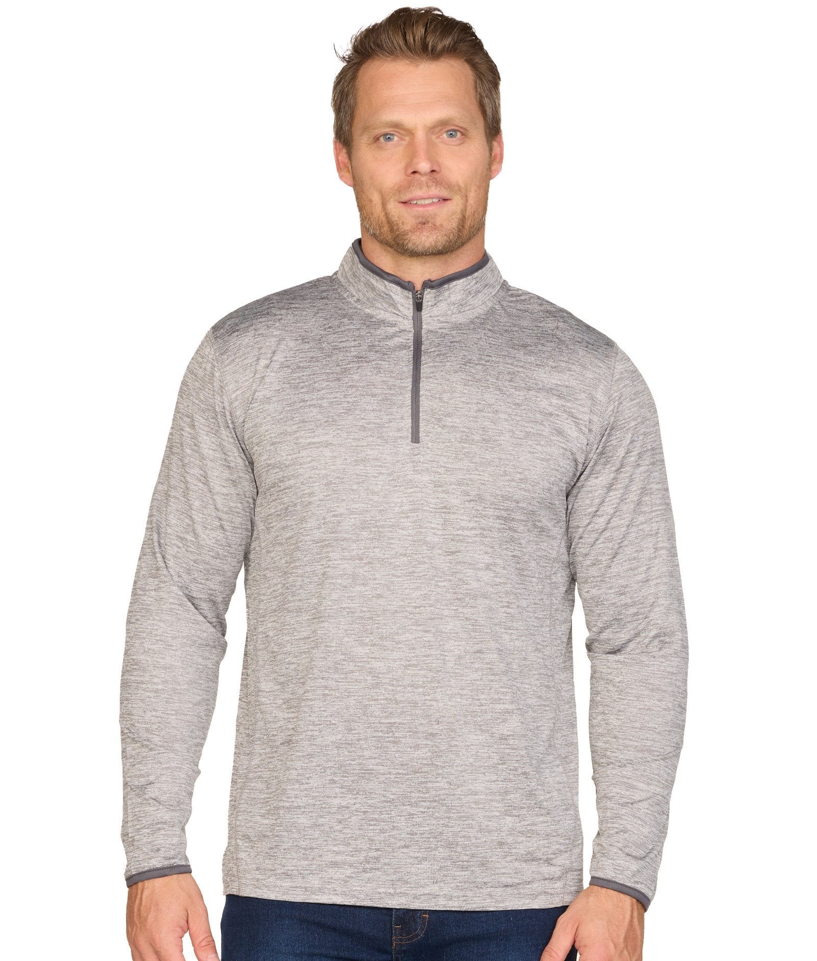 Men's Heather Grey Sprint Long Sleeve Quarter Zip Windshirt