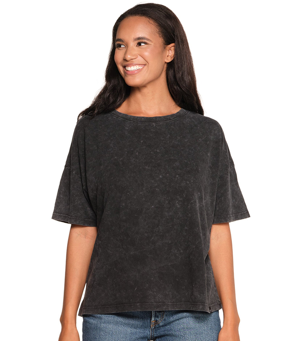 Women's Black Tayla Snow Wash Boyfriend Tee