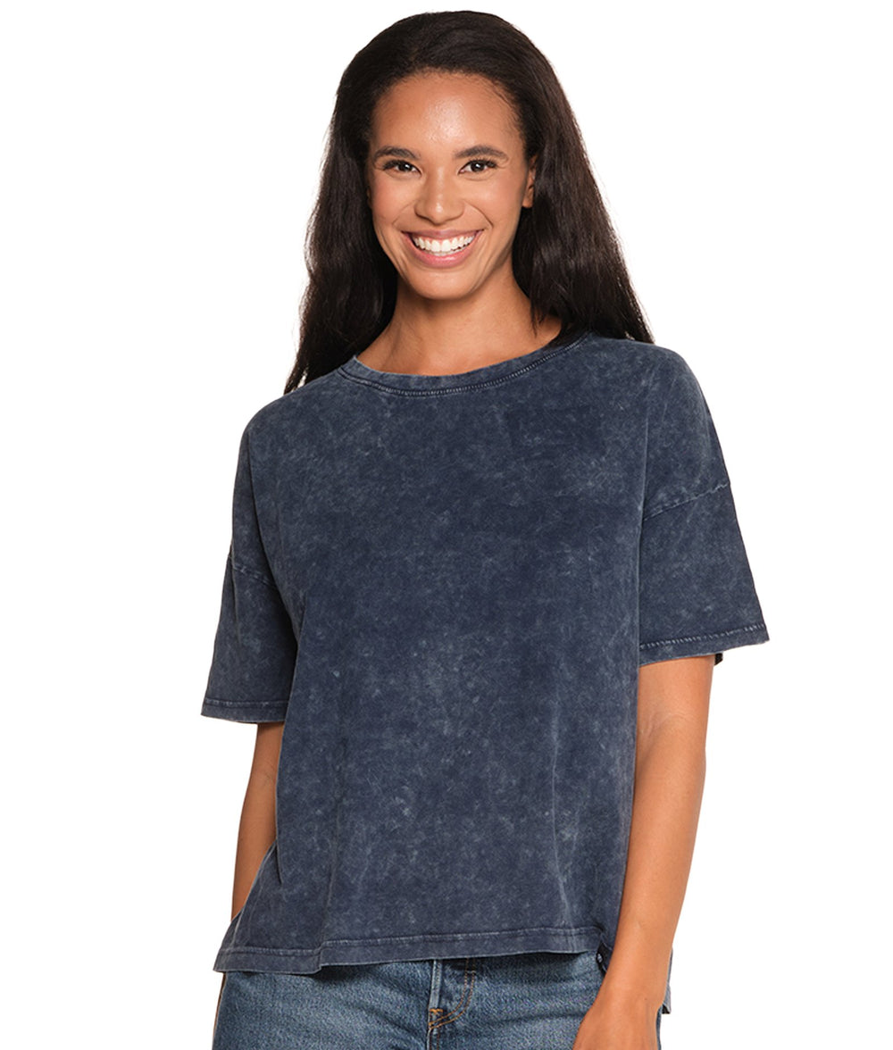 Women's Navy Tayla Snow Wash Boyfriend Tee