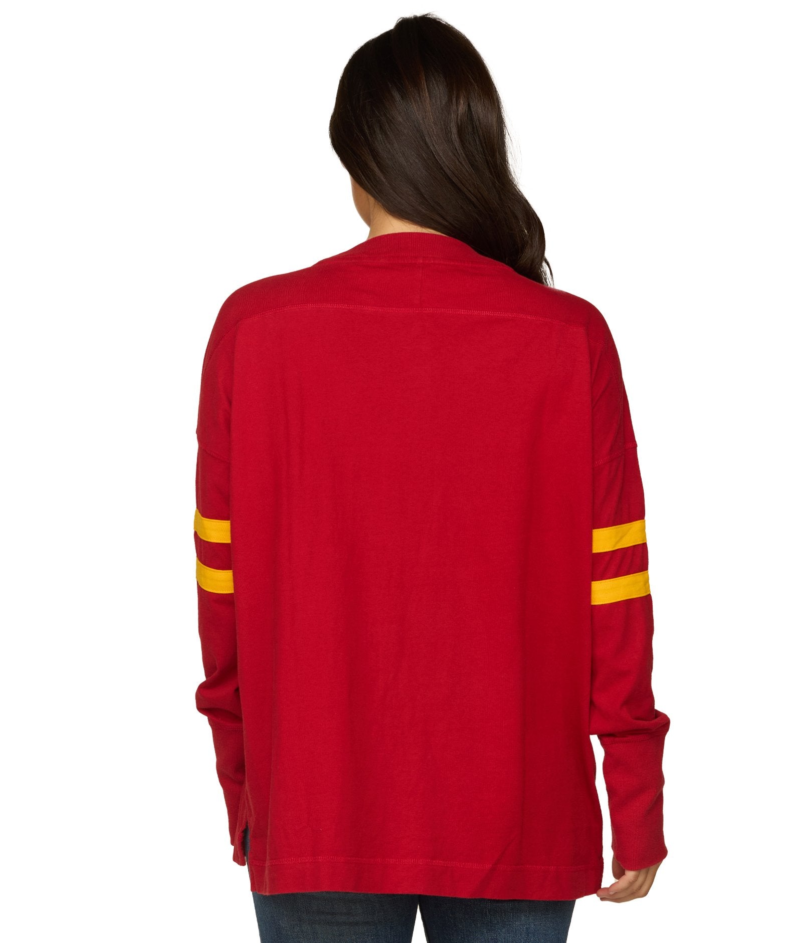 Women's USC Trojans Violet Oversized Long Sleeve Knit Top