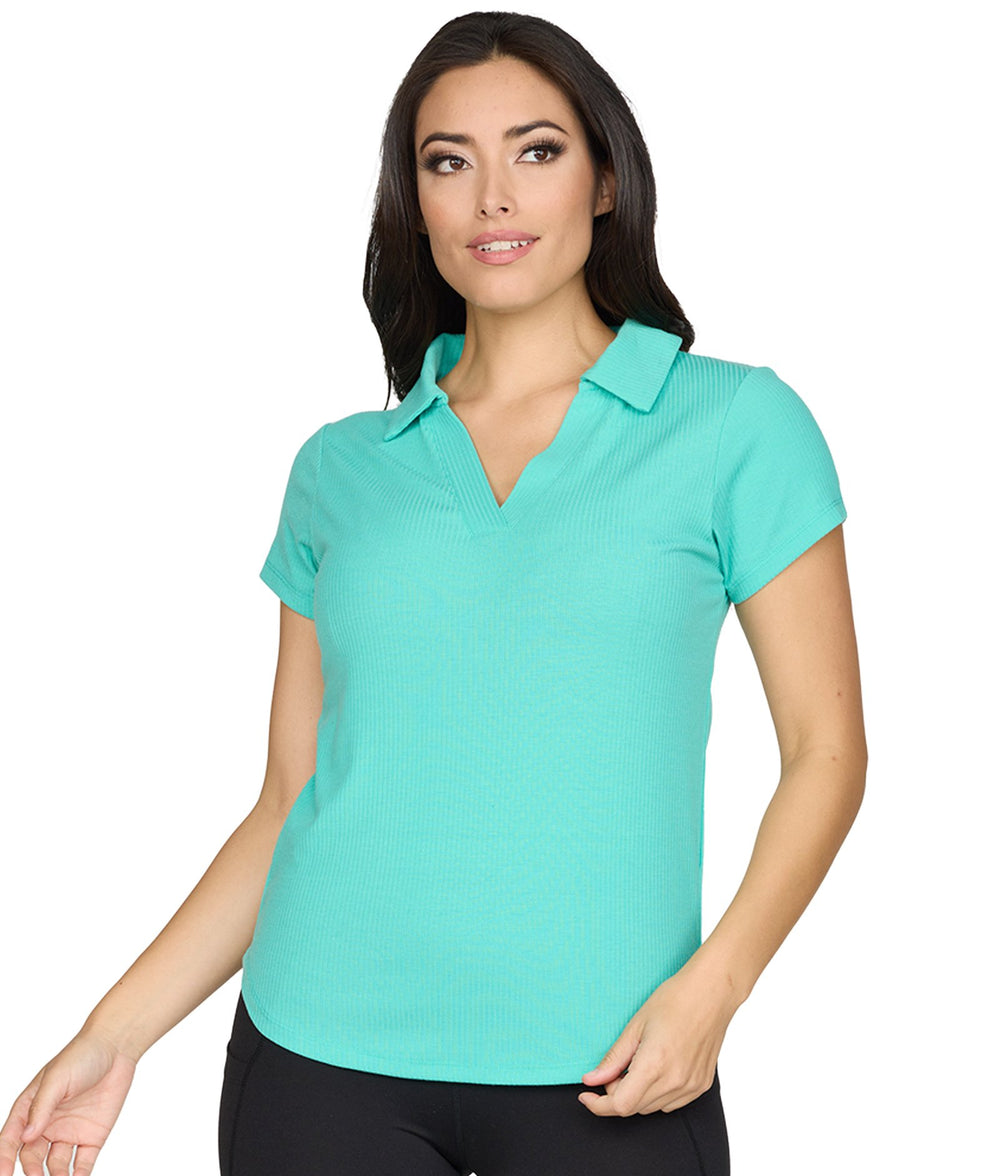 Women's Aqua Violet Short Sleeve Polo